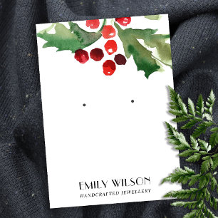 TARJETA DE VISITA NAVIDADES DEL FESTIVE HOLLY BERRY STUD GANANDO PAN