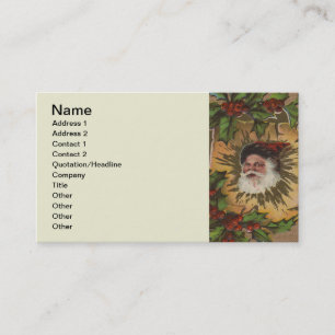 Tarjeta De Visita Navidades del Vintage Santa Antique Holly