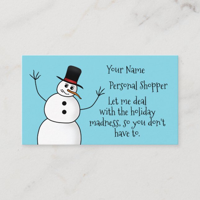 Tarjeta De Visita Navidades divertidos snowman compras personales (Anverso)
