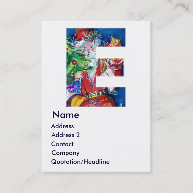 TARJETA DE VISITA NAVIDADES E CARTA / SANTA CON ÁRBOL DE NAVIDAD (Anverso)