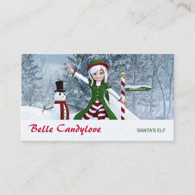 Tarjeta De Visita Navidades en un bosque de invierno (Anverso)