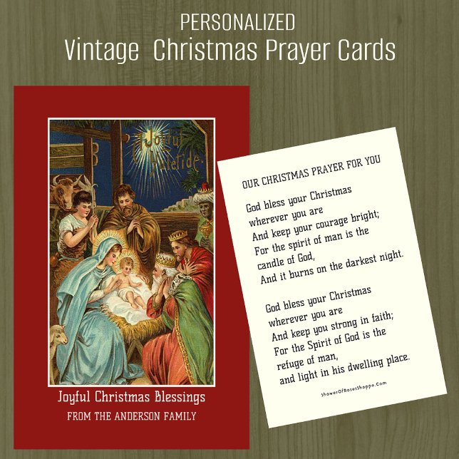 Tarjeta De Visita Navidades Epifanía Natividad Oración Personalizada (Vintage Religious Christmas Prayer Cards to send with Christmas Cards)