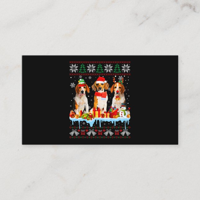 Tarjeta De Visita Navidades feos Beagle Dog Santa Xmas Costuma de pe (Anverso)