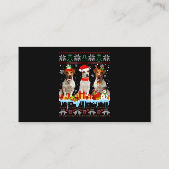 Tarjeta De Visita Navidades feos Jack Russell Terrier Dog Santa Xmas (Anverso)