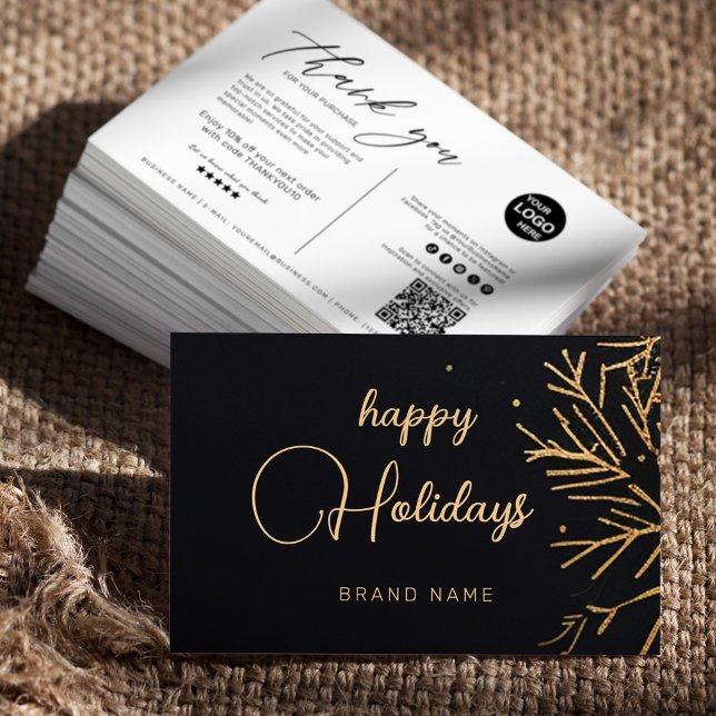 Tarjeta De Visita Navidades Festividades Modernas Corporativas Graci (Christmas Modern Holiday Corporate Thank You Business Card)