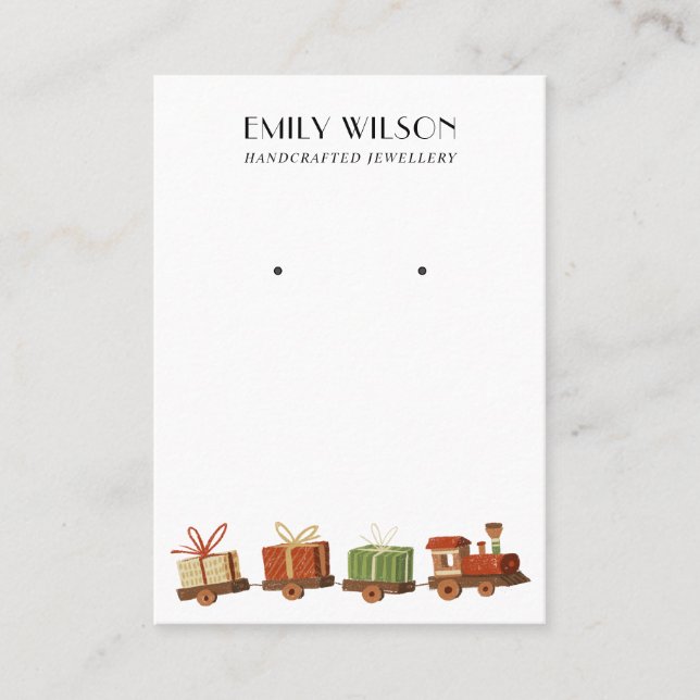 TARJETA DE VISITA NAVIDADES GIFT TOY TRAIN STUD EARRING PANTALLA (Anverso)
