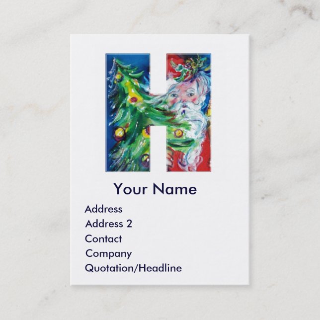 TARJETA DE VISITA NAVIDADES H CARTA / SANTA CON ÁRBOL DE NAVIDAD (Anverso)