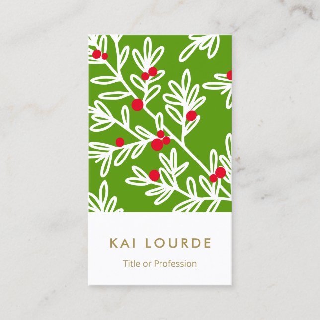 Tarjeta De Visita Navidades Holly Branches Business Card (Anverso)