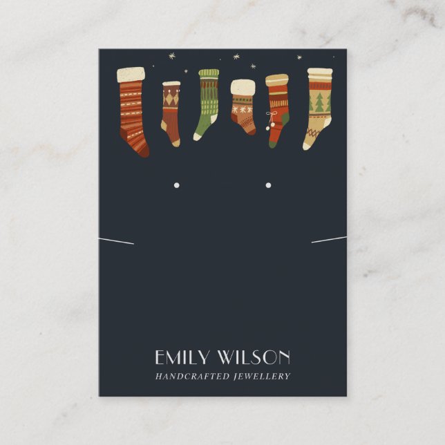 TARJETA DE VISITA NAVIDADES NAVY ALMACENAMIENTOS NECKLACE BUSCAR PAN (Anverso)