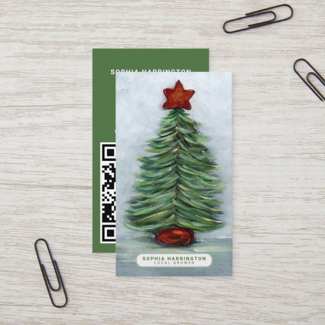 Tarjeta De Visita Navidades Personalizado Código QR Vacaciones escan (Anverso/Reverso In Situ)