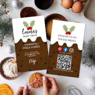 Tarjeta De Visita navidades pudding festividad colorido panadero hol