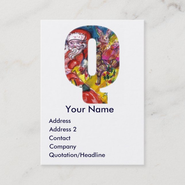 TARJETA DE VISITA NAVIDADES Q CARTA / SANTA CON GIFTS MONOGRAM (Anverso)