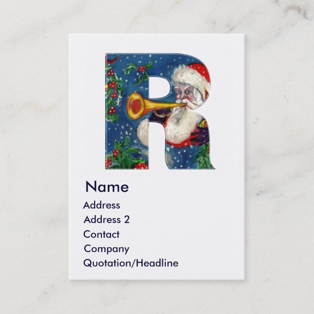 TARJETA DE VISITA NAVIDADES R LETTER / SANTA BUGLER MONOGRAM (Anverso)