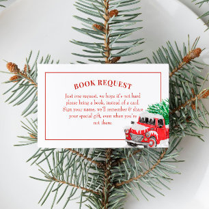 Tarjeta De Visita Navidades Red Truck Baby Shower Solicitud de libro
