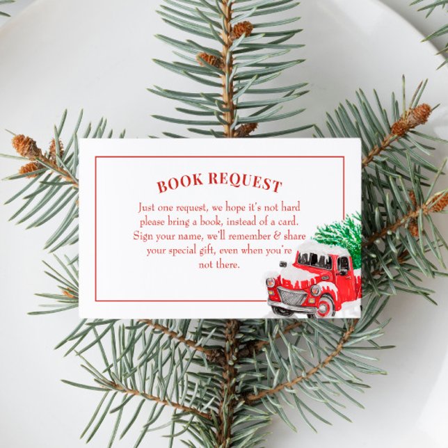 Tarjeta De Visita Navidades Red Truck Baby Shower Solicitud de libro (Subido por el creador)