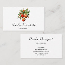 Tarjeta De Visita Navidades rojos baubles con fiesta holly
