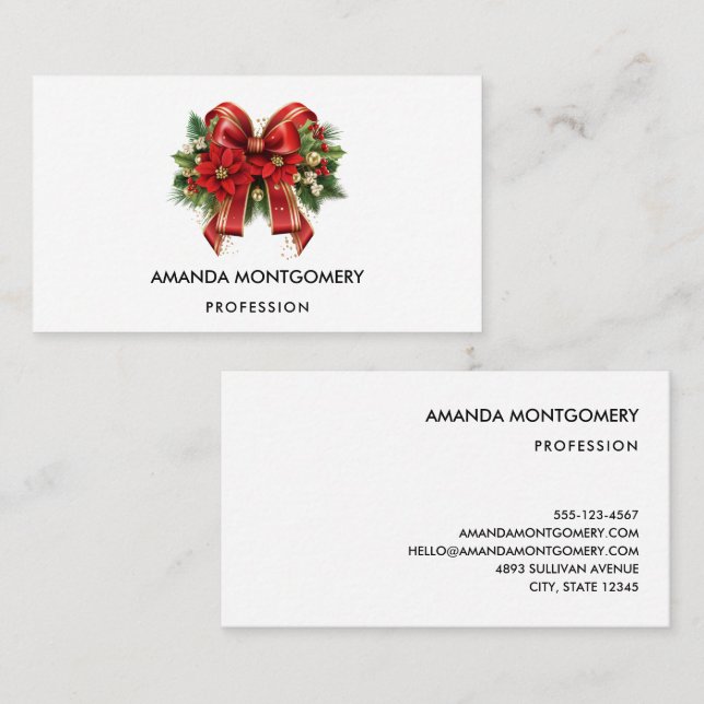 Tarjeta De Visita Navidades rojos y de oro festivos se doblan (Anverso / Reverso)