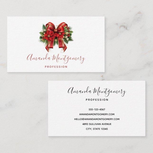 Tarjeta De Visita Navidades rojos y de oro festivos se doblan (Anverso / Reverso)