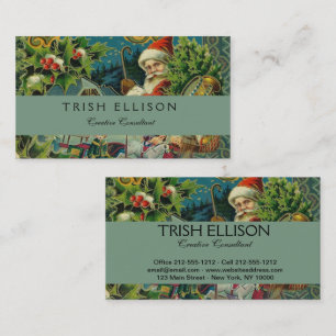 Tarjeta De Visita Navidades Santa Claus Arte Antiguo