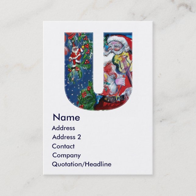 TARJETA DE VISITA NAVIDADES U CARTA / SANTA CON MONOGRAMA VIOLÍN (Anverso)