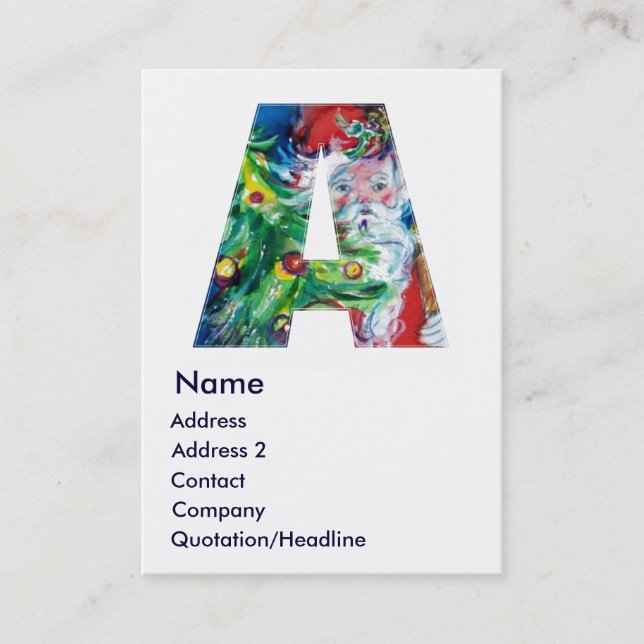 TARJETA DE VISITA NAVIDADES UNA CARTA / SANTA CON ÁRBOL DE NAVIDAD (Anverso)