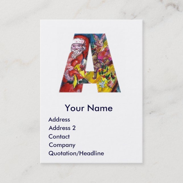 TARJETA DE VISITA NAVIDADES UNA CARTA / SANTA CON GIFTS MONOGRAM (Anverso)