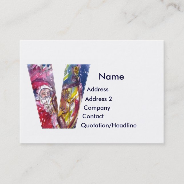 TARJETA DE VISITA NAVIDADES V CARTA / SANTA JUGANDO HARP (Anverso)