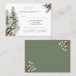 Tarjeta De Visita Navidades vacaciones Boda de Invierno Menú RSVP