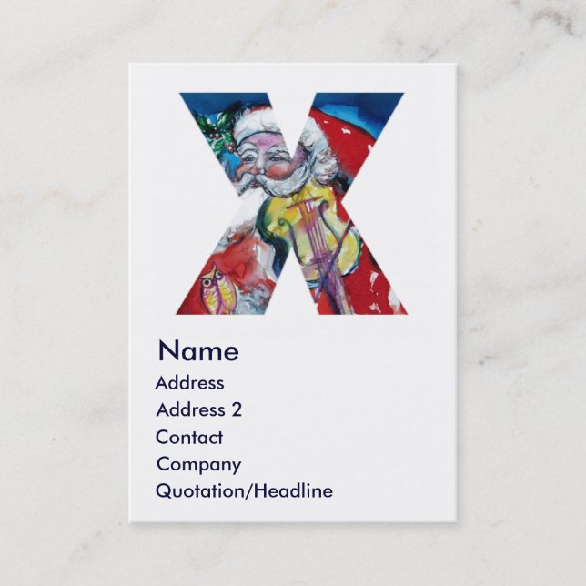 TARJETA DE VISITA NAVIDADES X CARTA / SANTA CON MONOGRAMA VIOLÍN (Anverso)