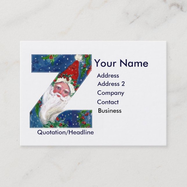 TARJETA DE VISITA NAVIDADES Z CARTA / SANTA CLAUS CON RIBBÓN ROJO (Anverso)