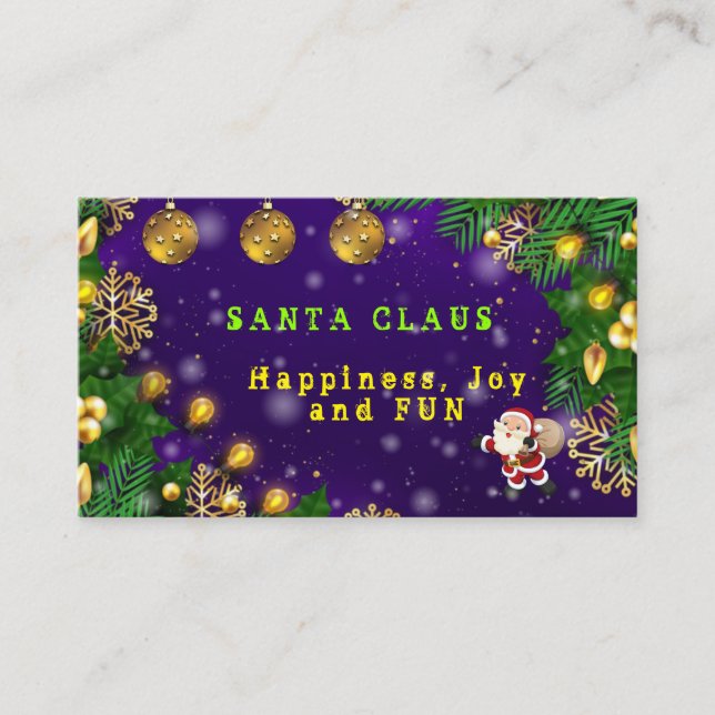 Tarjeta de visita navideña de Papá Noel (Anverso)