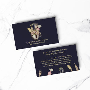 Tarjeta De Visita Navy Bakery pastelería herramientas de mano cocine