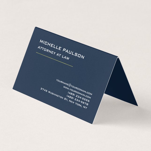 Tarjeta De Visita Navy Blue Elegant Plain Profesional Moderno (Anverso)