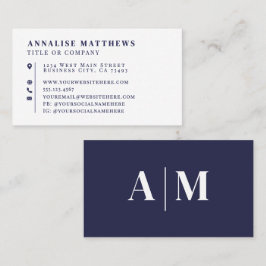 Tarjeta De Visita Navy Blue Elegant Professional