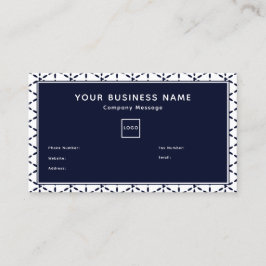 Tarjeta De Visita Navy Blue Geometric Pattern on White