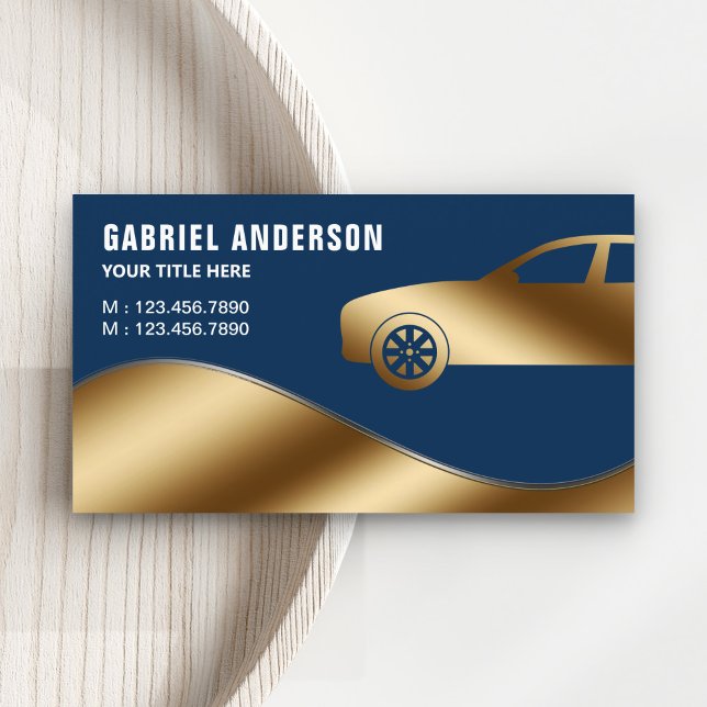 Tarjeta De Visita Navy Blue Gold Luxury Car Hire Chauffeur (Subido por el creador)