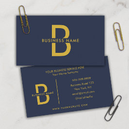 Tarjeta De Visita Navy Blue & Gold Minimalista profesional moderno