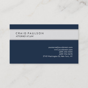 Tarjeta De Visita Navy Blue Gray Elegant Plain Professional