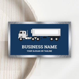 Tarjeta De Visita Navy Blue Logistics Transport Trailer