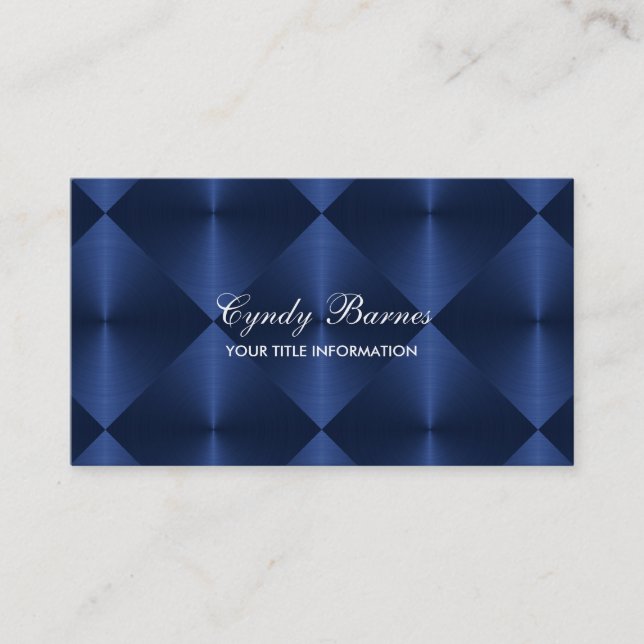 Tarjeta De Visita Navy Blue Metallic Look Diamond Tiles (Anverso)