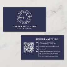 Navy Blue Minimalist Professional Logo QR Code