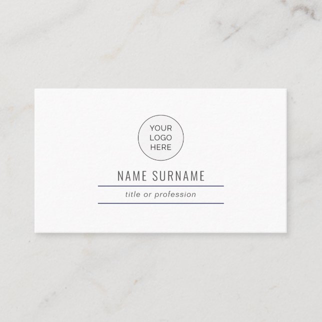 Tarjeta De Visita Navy Blue Modern Simple Business Card (Anverso)