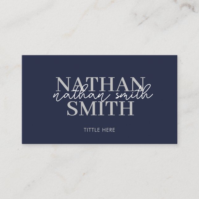 Tarjeta De Visita Navy Blue Modern Trendy Elegant (Anverso)