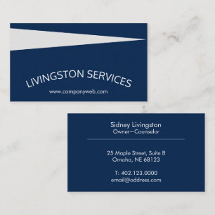 Tarjeta De Visita Navy Blue Profesional Curvado y Simple Moderno