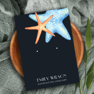 TARJETA DE VISITA NAVY BLUE STAR FISH AQUÁTICO STUD EARRING PANTALLA