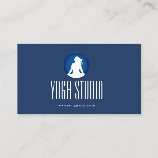 Tarjeta de visita Navy Blue Wellness Yoga Studio (Anverso)