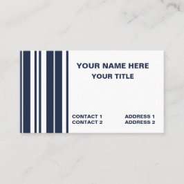 Tarjeta De Visita Navy Blue White Stripes Preppy Moderno