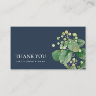 TARJETA DE VISITA NAVY ELEGANT BERRY LEAF FOLIAGE GREENERY GRACIAS