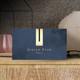 Tarjeta De Visita Navy Gold Artistic Luxury Elegant Business Card