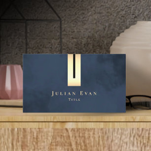 Tarjeta De Visita Navy Gold Artistic Luxury Elegant Business Card